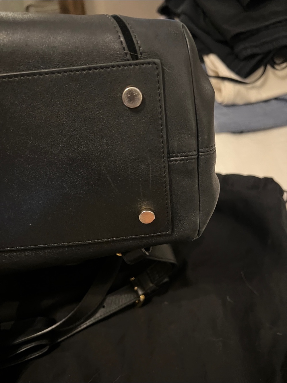 Maiyet Black Leather Backpack with Horn Accent - Picture 6 of 7